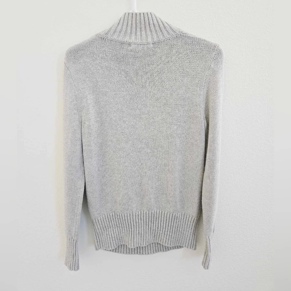 J Crew Cambridge Cable Knit Turtleneck Sweater, Heather Grey, Size Small‎